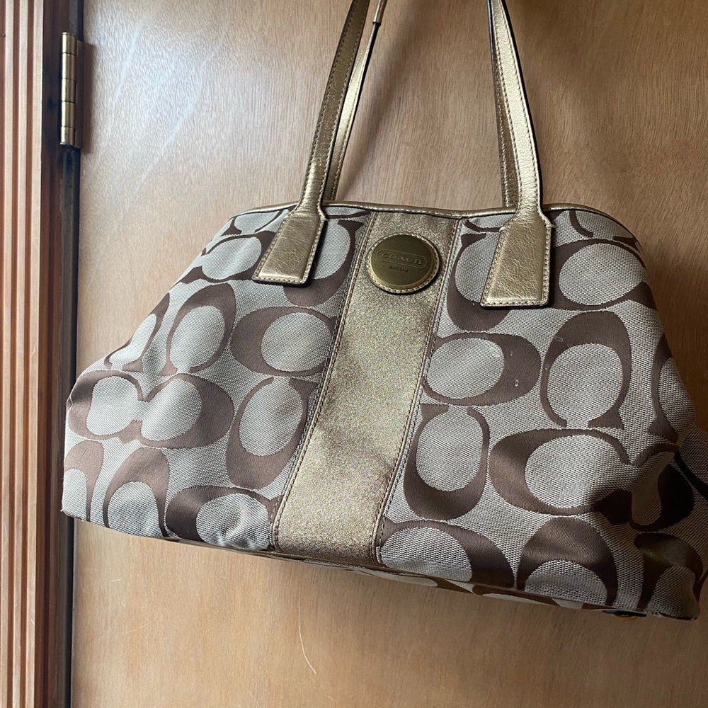 Coach Gold Signature Kisslock Carryall bag